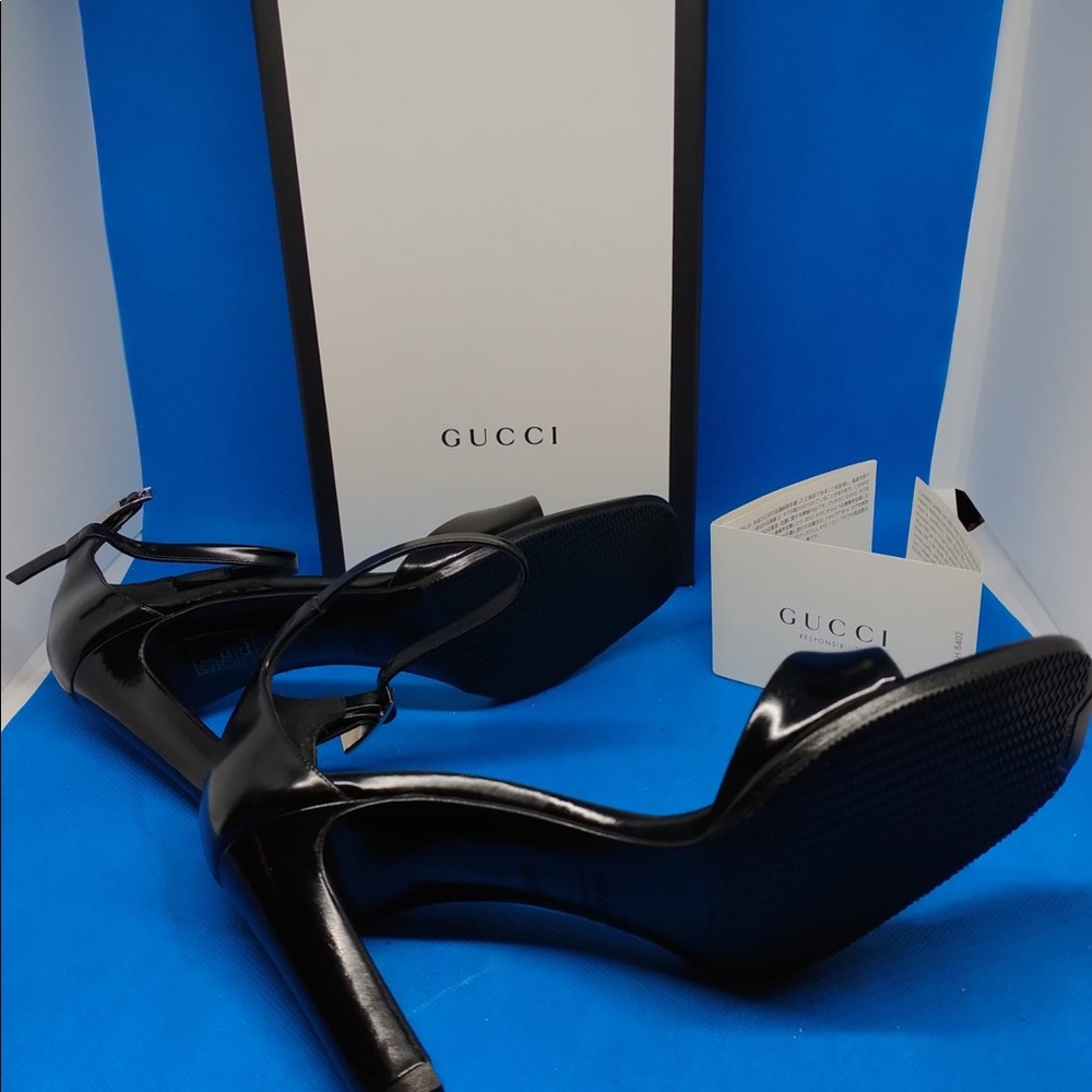 Gucci gorgeous black leather heel‎ sandals … - Picture 3 of 7